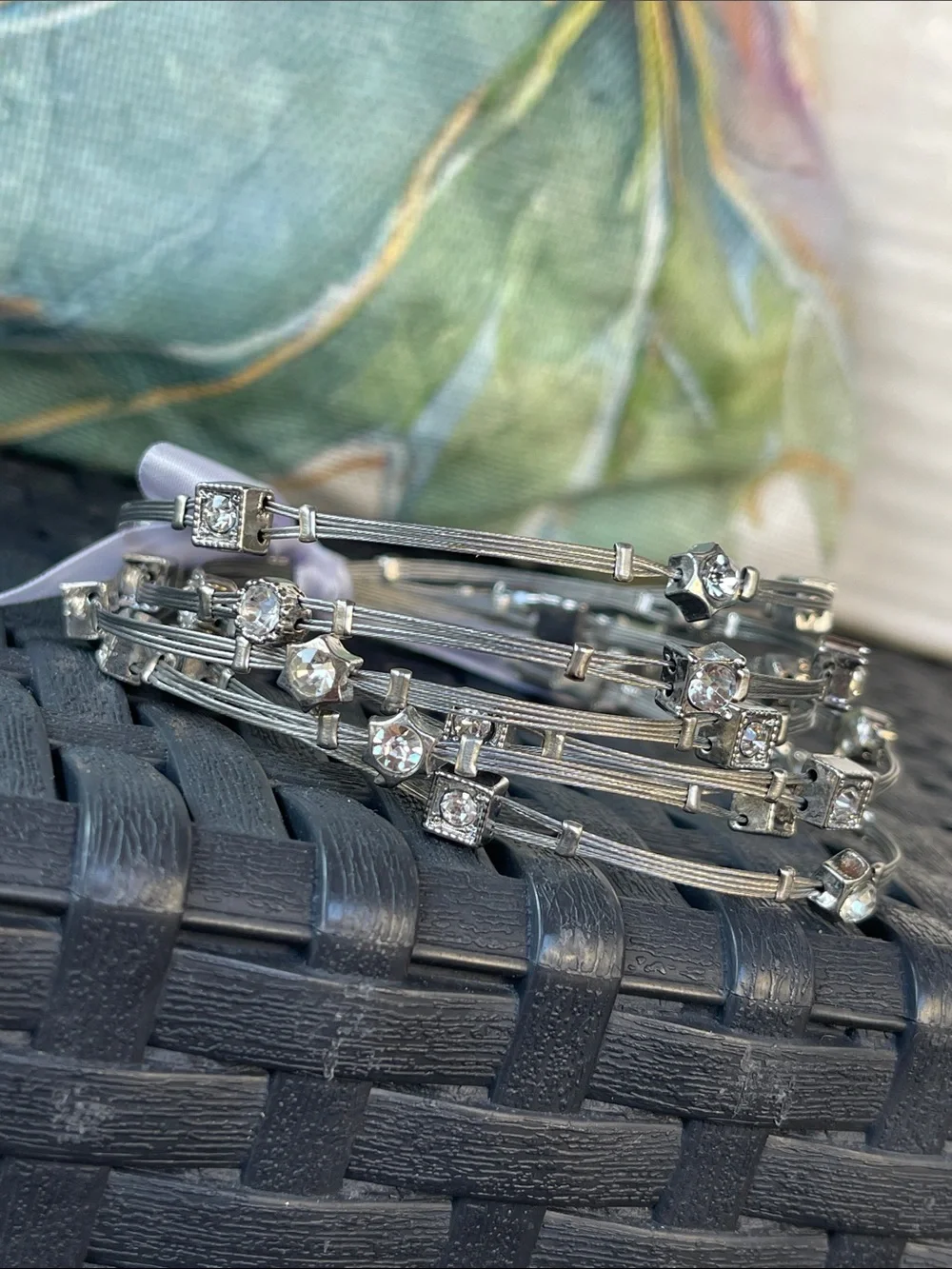 Set of 6 Silver Stackable Bracelets
